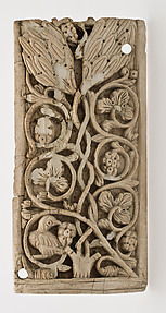 Plaque Decorated with Vine Scroll and a Bird