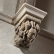 Corbel with Five Interlaced Hair-Pulling Acrobats