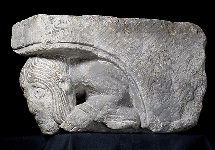 Corbel with Crouching Woman Clutching her Long Hair