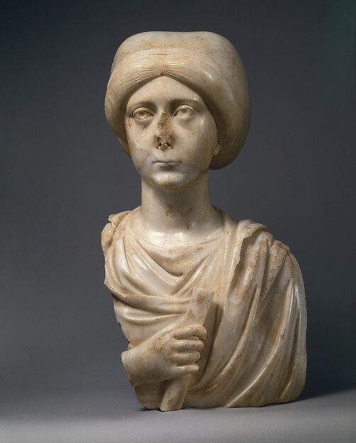 Marble Portrait Bust of a Woman with a Scroll