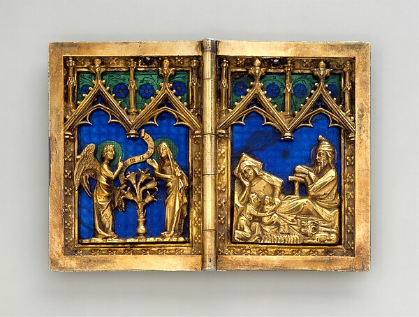 Diptych with Scenes of the Annunciation, Nativity, Crucifixion, and Resurrection