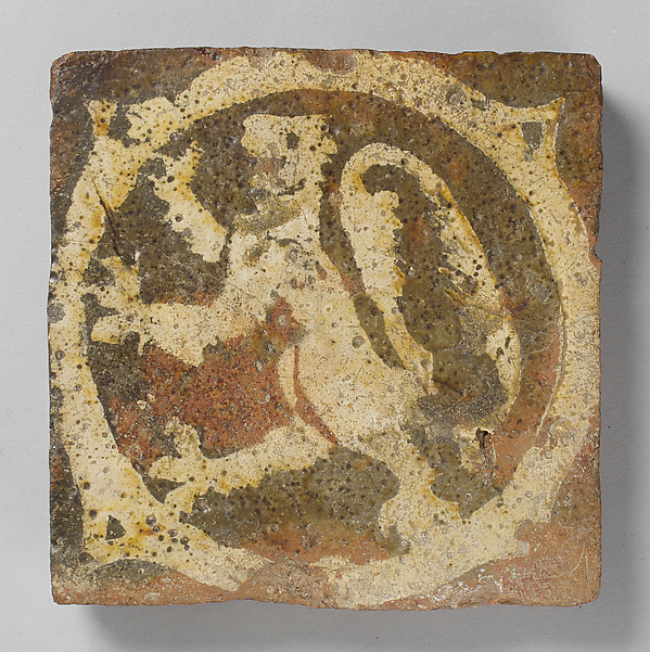 Tile with rampant lion