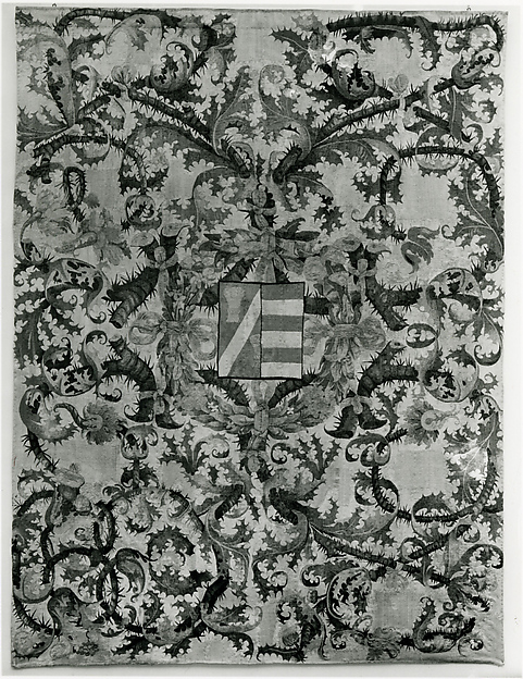 Shield of Arms and Wreath on an Arabesque of Thistle Branches
