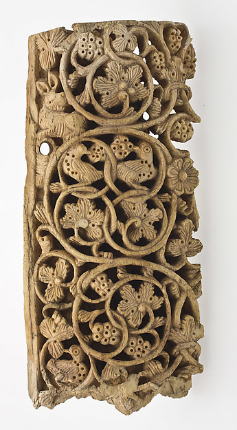Plaque Decorated with Vine Scroll, Birds, and a Rabbit