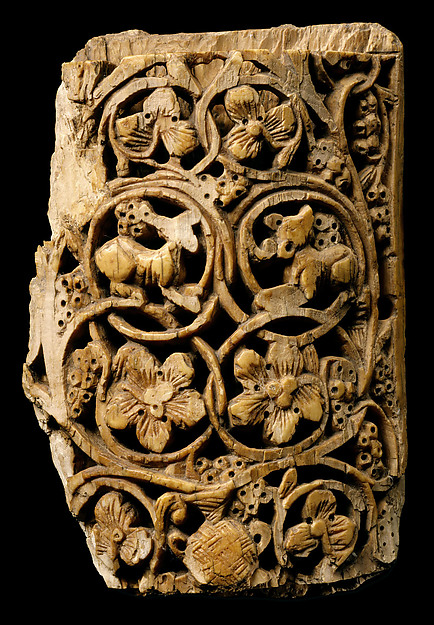 Plaque Decorated with Vine Scroll and Animals