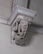 Corbel with a Pair of Beard-Pulling Acrobats