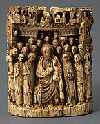 Tusk Fragment with Apostle (Saint Mark?) on Throne, Surrounded by Followers in Front of a City