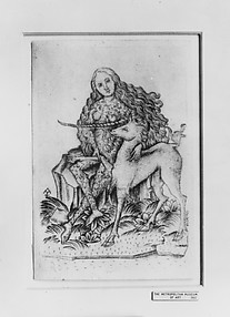 Playing Card, with Wild Woman and Unicorn