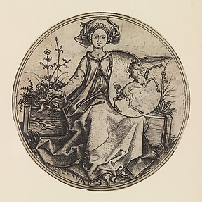 Seated Lady Holding a Shield with an Unicorn