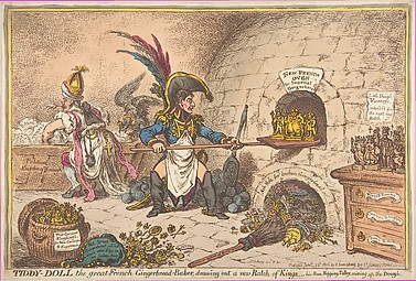 Tiddy-Doll, the Great French-Gingerbread-Baker; Drawing Out a New Batch of Kings, His Man Hopping Talley, Mixing Up the Dough