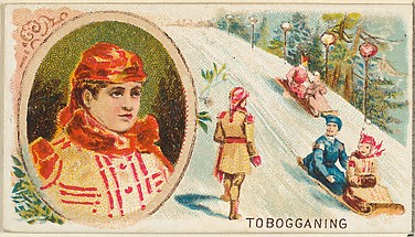 Tobogganing, from the Games and Sports series (N165) for Old Judge Cigarettes