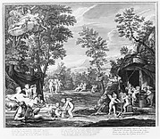 Leaf from Aedes Walpolianae mounted with two prints: (a): The Loves of Venus and Adonis; (b): The Loves of Venus and Adonis