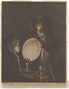 Two Boys Blowing a Bladder by Candle-light