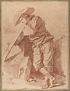 A Fisherman Leaning on an Oar