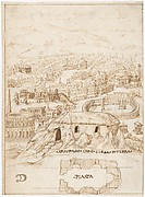 Recto: The Houses of the Barbarians (Vitruvius, Book 2, Chapter 1, nos. 3, 4); Verso: The Aeropagus in Athens with Cave Houses (Vitruvius, Book 2, Chapter 1, no. 5).