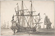 Dutch Men Of War At Anchor