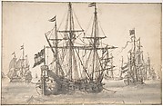 Dutch Men Of War At Anchor
