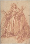 Kneeling Female Figure with Upraised Arms