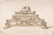 Design for an Inkstand Surmounted with Recumbent Muse Writing in a Book