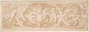 Frieze with Fruit, Foliage and Putti Climbing through Strapwork