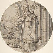 Saintly Prelate Distributing Alms