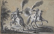 Two Horsemen Shooting at Each Other