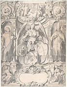 Design for a Stained Glass Window or  Frontispiece with the Arms of a Cleric