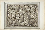 Nymph Playing a Horn (recto); Bracket with a Man's Head (verso)
