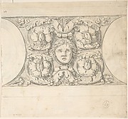 Classical Molding with Human Head, Leaves, Vines and Empty Roundels (recto); Detail of Classical Molding with Eagle In front of a Wreath with Ribbon Below (verso)