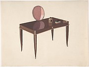 Dressing Table with Round Mirror on Stand