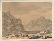 Landscape with Riverbed and Mountains