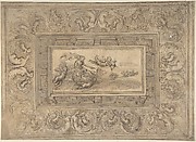 Design for a Ceiling with a Woman (Aurora?) in a Chariot and Putti (Recto). Design for an Ornamental Frieze (Verso).
