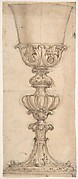 Design for a Chalice with Acanthus and Egg and Dart Motif (Recto). Sketch for a Half Base of an Urn (Verso).