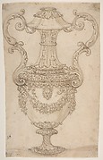 Design for a Two-handled Urn with Swags and a Lion's Head.