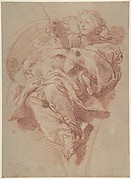 Allegorical Figure of Purity with a Unicorn (recto); Study for Drapery (verso)
