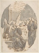 A Dying Ecclesiastic Supported by an Angel