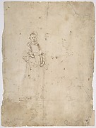 Standing Figure of Saint Stephen and the Head of Another Figure Within the Framing Outlines of a Rectangle, Crude Sketch of the Head of Another Figure, Undecipherable Sketch of a Polygonal or Circular Object with Small Projections