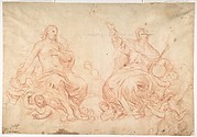 The Holy Trinity (recto); Studies of Seated Female Figures (the Virgin and another Saint?) (verso)