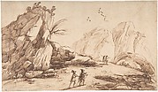 Rocky Landscape with Eight Figures.