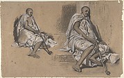 Two Studies of a Seated Arab with a Pipe