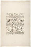 Design for a decorative motif featuring griffins and swags of fruit