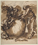 Three Figures around a globe