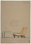Elevation of Modern Lounge Chair, Table and Mirror