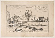 Country Houses, couple and cornfield in the foreground, from the series The Small Landscapes (Praediorum Villarum)