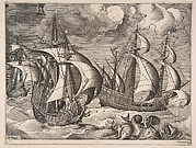 Three Caravels in a Rising Squall with Arion on a Dolphin from The Sailing Vessels