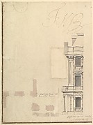 Views of a Theater (Bayreuth): Profile View of Facade and Half of the Plan