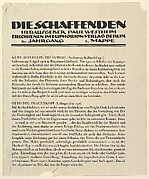 Text sheet from Die Shaffenden