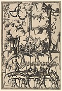 Surface Decoration, Grotesque with Strapwork, Borne by Satyrs from Veelderleij Veranderinghe van grotissen ende Compertimenten...Libro Primo