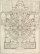 Plan of a spacious and magnificent College designed after the ancient gymnasia of the Greeks and the baths of the Romans..., from Opere Varie di Architettura, prospettive, grotteschi, antichità; inventate, ed incise da Giambattista Piranesi Architetto Veneziano (Various Works of Architecture, perspectives, grotesques and antiquities; designed and etched by Giambattista Piranesi, Venetian Architect)