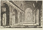 Interior view of St. Peter's Basilica in the Vatican, from Vedute di Roma (Roman Views)